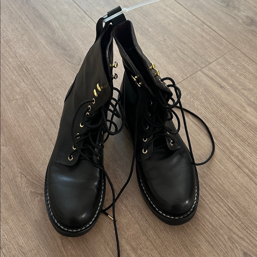 Rag & Bone Combat Black Leather Lace-Up Boots size 37.5 - Picture 6 of 7